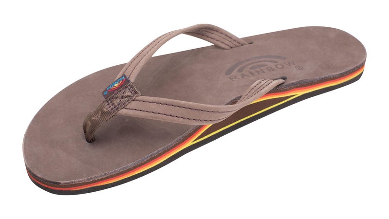 Rainbow Sandals Women's Single Layer Premier Leather Narrow Strap, Expresso/Rainbow, Ladies Medium / 6.5-7.5 B(M) US - Image 1